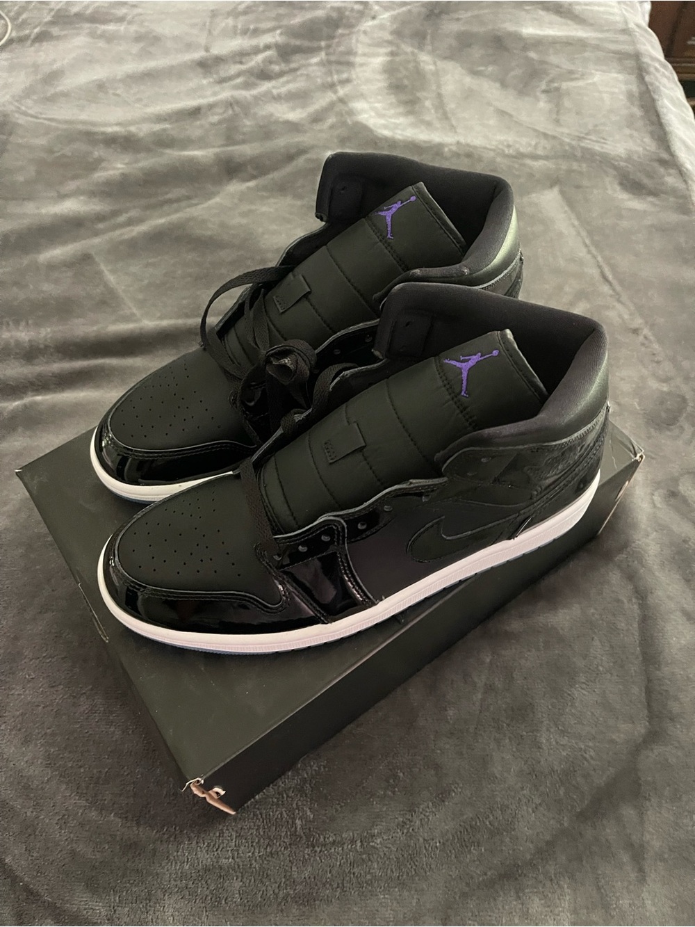 Jordan Mid-Top Sneakers in Black with Purple Jumpman